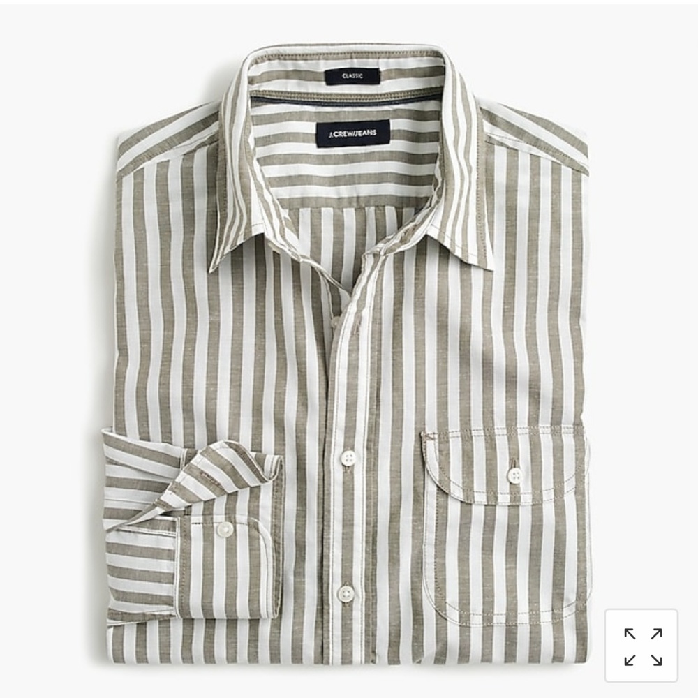 J Crew Slub Poplin cotton buttoned striped shirt